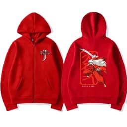 Japanese Anime Inuyasha Graphic Zipper Hoodie Unisex Manga Casual Zip Up Sweatshirt Men Women's Fashion Oversized Jacket Coat
