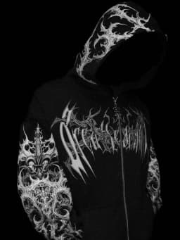 Breathedivinity Large-sized Loose-fitting Printed Full-front Zipper Hooded Sweatshirt