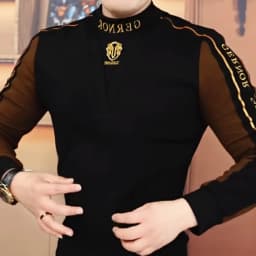 Business Casual Fleece Lined Slim Fit Long Sleeve Men's Sweatshirt Fashionable Autumn Winter New Style Comfortable Polyester ...