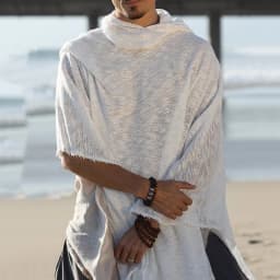 2026 Men's Outdoor Casual Breathable Shawl Robe Vintage Men Solid Color Loose Breathable Capes Mens Bohemian Sunproof Cover-up