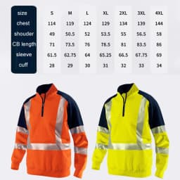 Orange Navy Sweatshirt for Man Hi Vis Hoodie Work with Zip Fleece Jacket