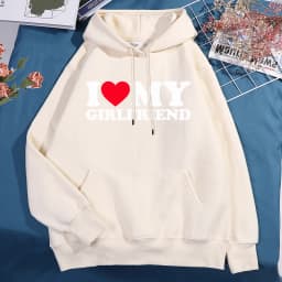 I Love My Girlfriend Printing Hoody Men Women Autumn Loose Sweatshirt Autumn Crewneck Clothes Loose Pocket Coat Hoody Couple