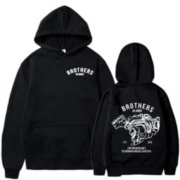 Team Brothers in Arms Skeleton Double Sided Print Hoodies Men Women Clothing Fashion Sweatshirt Oversized Long Sleeve Pullovers