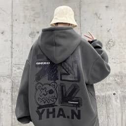 Heavyweight Hoodie Men's New Spring Autumn American High Street Gray Youth Boys Clothes Jacket Men's Fashion Loose Fit Fleece...