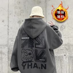 Heavyweight Hoodie Men's New Spring Autumn American High Street Gray Youth Boys Clothes Jacket Men's Fashion Loose Fit Fleece...