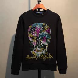 Street Hip-Hop Oversized Hoodie Cartoon Iron Drill Graphic Sportswear Men's and Women's Hip Hop Sweatshirt Men's Fashion Retro C
