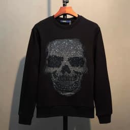 Street Hip-Hop Oversized Hoodie Cartoon Iron Drill Graphic Sportswear Men's and Women's Hip Hop Sweatshirt Men's Fashion Retro C