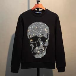 Street Hip-Hop Oversized Hoodie Cartoon Iron Drill Graphic Sportswear Men's and Women's Hip Hop Sweatshirt Men's Fashion Retro C