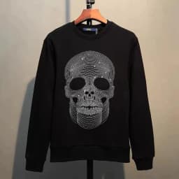 Street Hip-Hop Oversized Hoodie Cartoon Iron Drill Graphic Sportswear Men's and Women's Hip Hop Sweatshirt Men's Fashion Retro C