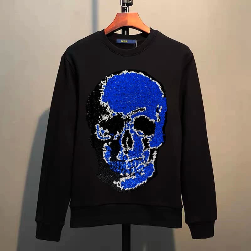 Street Hip-Hop Oversized Hoodie Cartoon Iron Drill Graphic Sportswear Men's and Women's Hip Hop Sweatshirt Men's Fashion Retro C