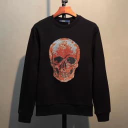 Street Hip-Hop Oversized Hoodie Cartoon Iron Drill Graphic Sportswear Men's and Women's Hip Hop Sweatshirt Men's Fashion Retro C