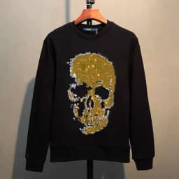 Street Hip-Hop Oversized Hoodie Cartoon Iron Drill Graphic Sportswear Men's and Women's Hip Hop Sweatshirt Men's Fashion Retro C