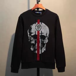 Street Hip-Hop Oversized Hoodie Cartoon Iron Drill Graphic Sportswear Men's and Women's Hip Hop Sweatshirt Men's Fashion Retro C