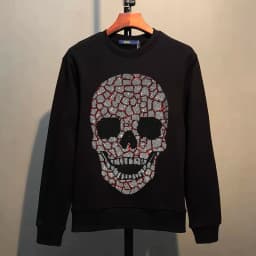 Street Hip-Hop Oversized Hoodie Cartoon Iron Drill Graphic Sportswear Men's and Women's Hip Hop Sweatshirt Men's Fashion Retro C