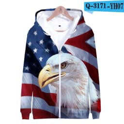Coats Streetwear Fashion Casual Long Sleeve Hoody American Flag 3d Harajuku Unisex JERSEY Sweatshirt Men Sweatshirt Zip Hoodies