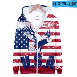 Coats Streetwear Fashion Casual Long Sleeve Hoody American Flag 3d Harajuku Unisex JERSEY Sweatshirt Men Sweatshirt Zip Hoodies