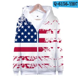 Coats Streetwear Fashion Casual Long Sleeve Hoody American Flag 3d Harajuku Unisex JERSEY Sweatshirt Men Sweatshirt Zip Hoodies