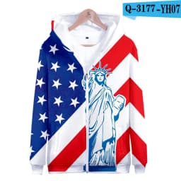 Coats Streetwear Fashion Casual Long Sleeve Hoody American Flag 3d Harajuku Unisex JERSEY Sweatshirt Men Sweatshirt Zip Hoodies