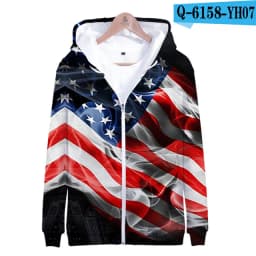 Coats Streetwear Fashion Casual Long Sleeve Hoody American Flag 3d Harajuku Unisex JERSEY Sweatshirt Men Sweatshirt Zip Hoodies