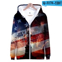 Coats Streetwear Fashion Casual Long Sleeve Hoody American Flag 3d Harajuku Unisex JERSEY Sweatshirt Men Sweatshirt Zip Hoodies