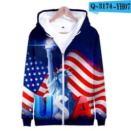 Coats Streetwear Fashion Casual Long Sleeve Hoody American Flag 3d Harajuku Unisex JERSEY Sweatshirt Men Sweatshirt Zip Hoodies