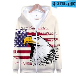 Coats Streetwear Fashion Casual Long Sleeve Hoody American Flag 3d Harajuku Unisex JERSEY Sweatshirt Men Sweatshirt Zip Hoodies