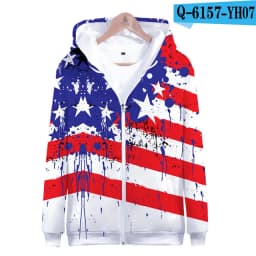 Coats Streetwear Fashion Casual Long Sleeve Hoody American Flag 3d Harajuku Unisex JERSEY Sweatshirt Men Sweatshirt Zip Hoodies