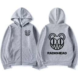 Rock Band Radiohead Logo Zipper Hoodie Men's Fashion Vintage Zip Up Sweatshirt Punk Hip Hop Oversized Hoodies Jacket Outerwear