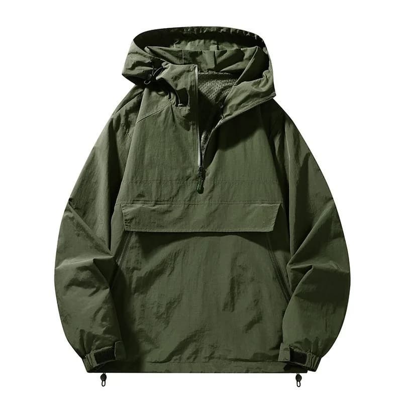 2026 New Men's Casual Loose Hoodie Spring/Autumn Large Pocket Half Zipper Outdoor Sports Hooded Pullover Sweatshirt