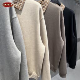 ZODF Fashion Autumn Men 320gsm Turn Down Collar Sweatshirt Unisex Cusual Old Money Style Polo Pullovers HY1317