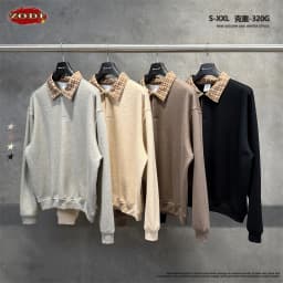 ZODF Fashion Autumn Men 320gsm Turn Down Collar Sweatshirt Unisex Cusual Old Money Style Polo Pullovers HY1317