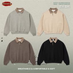 ZODF Fashion Autumn Men 320gsm Turn Down Collar Sweatshirt Unisex Cusual Old Money Style Polo Pullovers HY1317