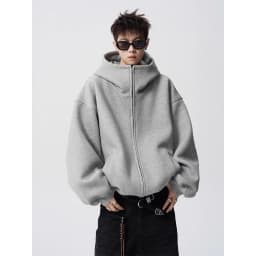 2026 Autumn Winter New Men's Casual High Collar Hoodie Korean Fashion Harajuku High Street Loose Zipper Hooded Jacket Streetwear