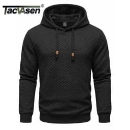 TACVASEN Mens Fashion Knit Hooded Sweatshirt Casual Plain Pullover Hoodie Drawstring Quilted Textured Soft Warm High Quality