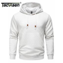 TACVASEN Mens Fashion Knit Hooded Sweatshirt Casual Plain Pullover Hoodie Drawstring Quilted Textured Soft Warm High Quality