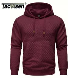 TACVASEN Mens Fashion Knit Hooded Sweatshirt Casual Plain Pullover Hoodie Drawstring Quilted Textured Soft Warm High Quality