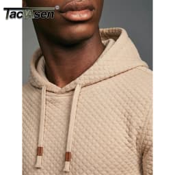 TACVASEN Mens Fashion Knit Hooded Sweatshirt Casual Plain Pullover Hoodie Drawstring Quilted Textured Soft Warm High Quality