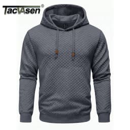TACVASEN Mens Fashion Knit Hooded Sweatshirt Casual Plain Pullover Hoodie Drawstring Quilted Textured Soft Warm High Quality