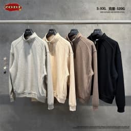 ZODF Trendy Autumn 320gsm Polo Collar Sweatshirt For Man Unisex Cusual Old Money Style Half Zipper Pullovers Streetwears HY1319