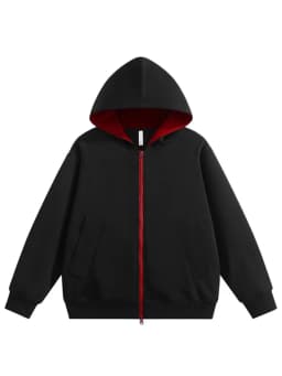 Couple Hooded Color Block Sweatshirt Outerwear Autumn Winter New American Retro Spliced Two Color Mens Cardigan Sweatshirt