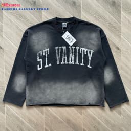 SAINT VANITY Logo Crewneck Casual Pure Cotton Washing Water Men's and Women's Same Crew Neck Sweater