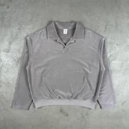ZODF Trendy Men 380gsm V Neck Polo Collar Sweatshirt Unisex Washed Fire Snowflake Old Money Style Pullovers HY1322
