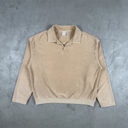 ZODF Trendy Men 380gsm V Neck Polo Collar Sweatshirt Unisex Washed Fire Snowflake Old Money Style Pullovers HY1322