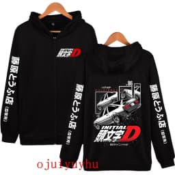 AE86 Zip Up Hoodies Initial D Korean Style Zippper Jackets Sweatshirts Anime Gothic Y2k Pullovers Mange Vintage Streetwear