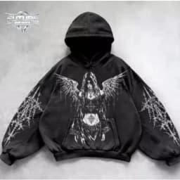 High Street Gothic Washed Black Hoodie Unisex Y2k Grunge Dark Streetwear Hip Hop Loose Casual Pullover Harajuku Sweatshirt Tops