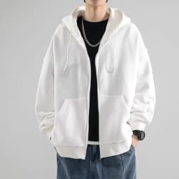 Heavyweight Hooded Sweatshirt Cardigan Men's Spring Autumn Winter New Fleece Lined Trendy Brand Casual Outerwear Jacket