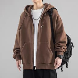 Heavyweight Hooded Sweatshirt Cardigan Men's Spring Autumn Winter New Fleece Lined Trendy Brand Casual Outerwear Jacket