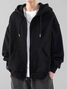 Heavyweight Hooded Sweatshirt Cardigan Men's Spring Autumn Winter New Fleece Lined Trendy Brand Casual Outerwear Jacket