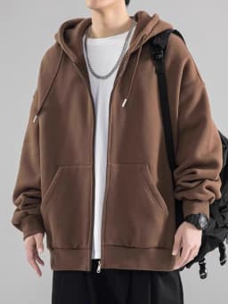 Heavyweight Hooded Sweatshirt Cardigan Men's Spring Autumn Winter New Fleece Lined Trendy Brand Casual Outerwear Jacket