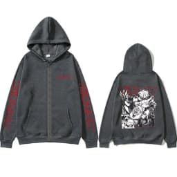 Anime Gachiakuta Rudo Graphic Merch Zipper Hoodie Men Women Casual Oversized Zip Up Jacket Male Cartoon Manga Zip Up Sweatshirt